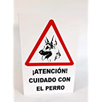 Cartel de metal de 30x20 cm Atención Cuidado con el perro. Señal de advertencia de protección por perros